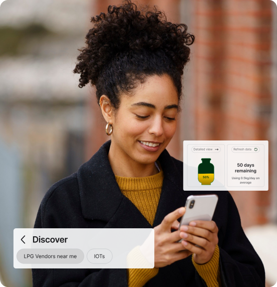 Young lady pressing a mobile phone